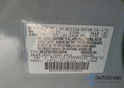 2021 Nissan Kicks Sv z USA, uszkodzony, nr VIN 3N1CP5CVXML505245